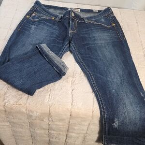 Stylish Dark Blue Cropped Jeans